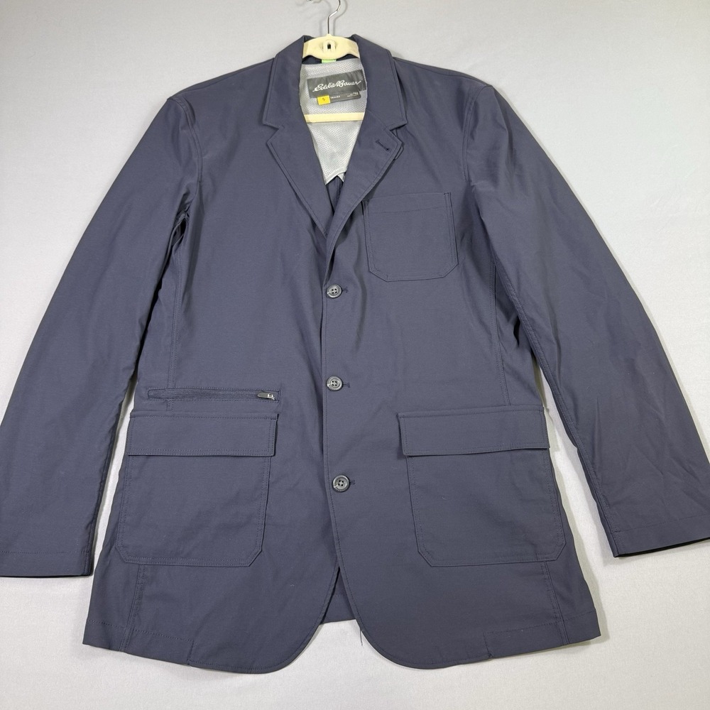 Eddie Bauer Travex Voyager Blazer Mens 44 Tall T44 Navy Blue Stretch Tech Jacket